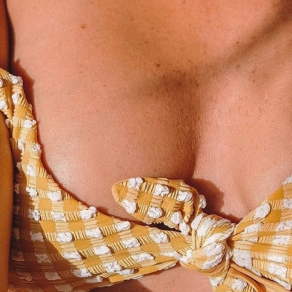 Vitamin A Lou Top Carmen Bottom Check Bikini Set Yellow - Picture 11 of 13